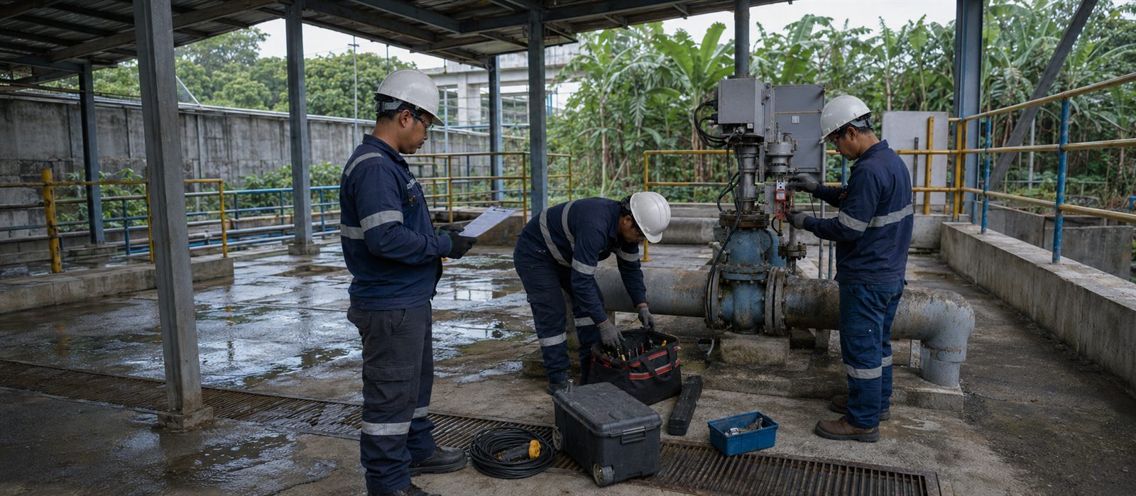 Flowtork crew mobilized during a planned shutdown with tools staged and permits in place